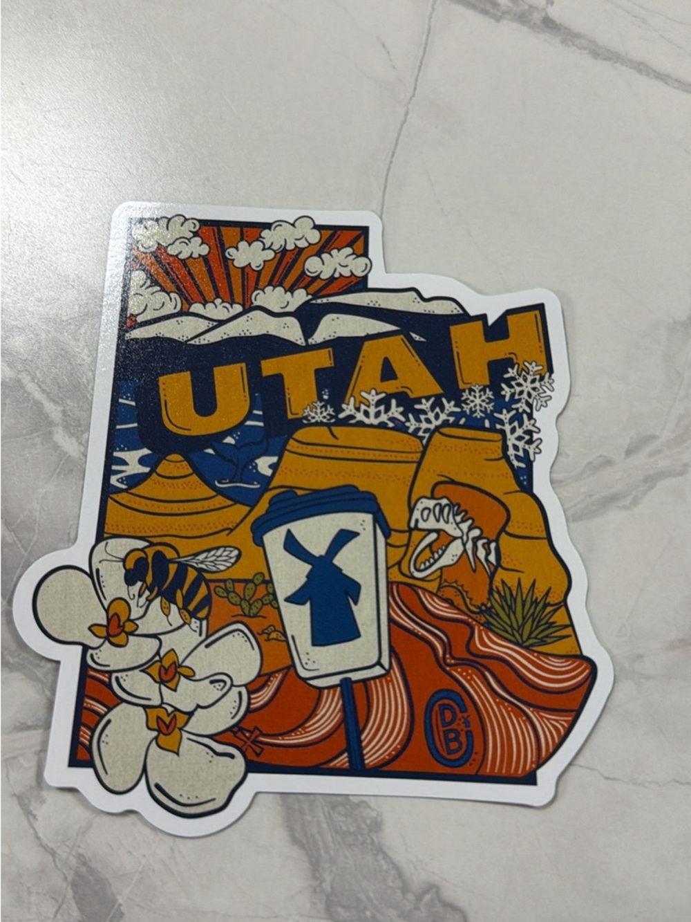 Dutch Bros Utah Scenic Sticker - Blue, Orange and Yellow Travel Decal
